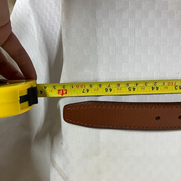 Goodfellow & Co Men's Large Tan With Stitch A Shiny Metal Buckle Leather Belt - Picture 7 of 9